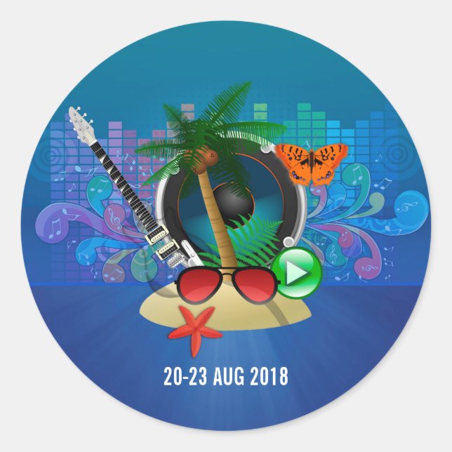 Club Summer Music Festival Classic Round Sticker (Front)