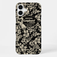 Club Surfing Longboard Hibiscus Hawaiian Black