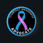 Clubfoot Awareness Advocate Ribbon Black Button<br><div class="desc">Clubfoot Awareness Advocate Ribbon Black Button for awareness and support for people with clubfoot.</div>