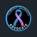 Clubfoot Awareness Advocate Ribbon Black Button<br><div class="desc">Clubfoot Awareness Advocate Ribbon Black Button for awareness and support for people with clubfoot.</div>