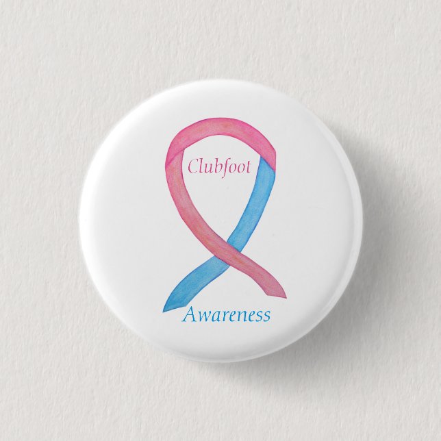 Clubfoot Awareness Ribbon Custom Pin Buttons (Front)