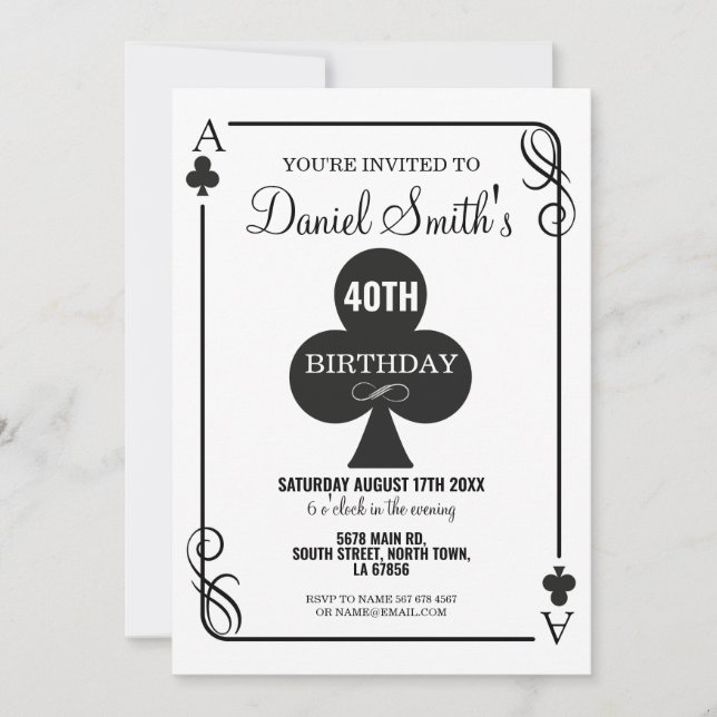 Clubs Playing Card Birthday Ace Vegas Casino (Front)