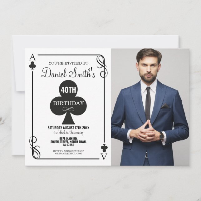 Clubs Playing Card Birthday Ace Vegas Casino Photo (Front)