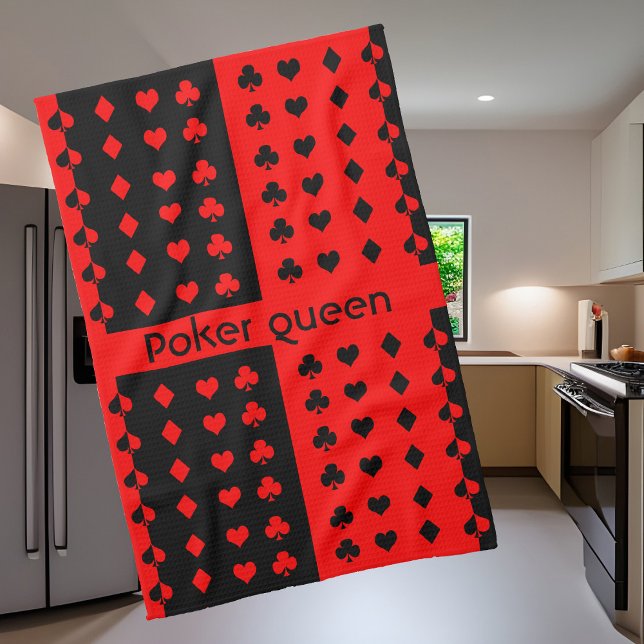 Clubs, spades, hearts, diamonds - poker queen  tea towel (Creator Uploaded)