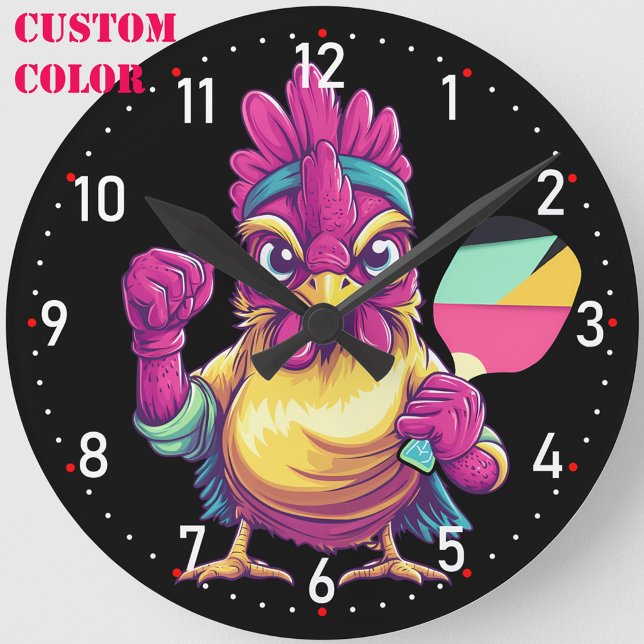 Cluck & Crush O’Clock Pickleball  Round Clock (Custom background color, pickleball clock)