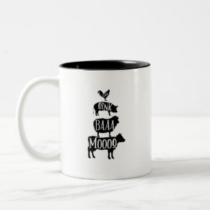 Cluck Oink Baa Moo - Chicken Pig Sheep Cow Farmer  Two-Tone Coffee Mug