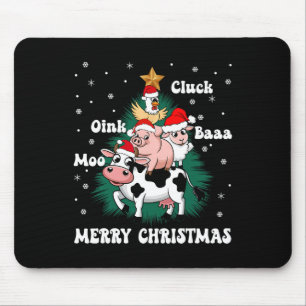 Cluck Oink Baa Moo Farm Animal Christmas Tree Merr Mouse Pad