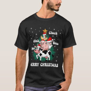 Cluck Oink Baa Moo Farm Animal Christmas Tree Merr T-Shirt