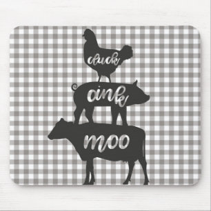 Cluck Oink Moo Chicken Cow Pig Farmhouse Mouse Pad