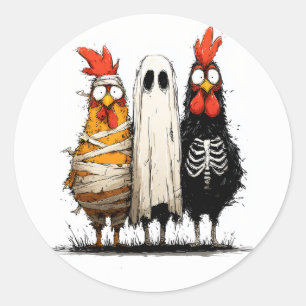 Cluckin’ Creepy Halloween Bash Classic Round Sticker