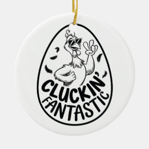 Cluckin' Fantastic Chicken-Themed Humorous Design Ceramic Tree Decoration