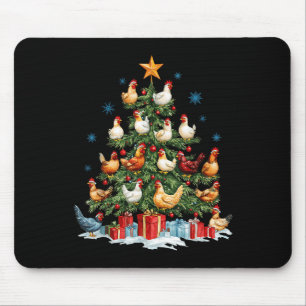 Clucking Chickens Festive Fowl Christmas Tree Orna Mouse Pad