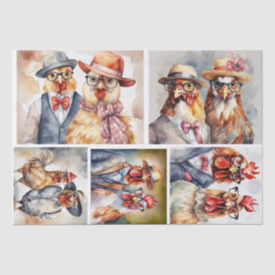 Clucky Couture: Fashionable Fowl in Decoupage Tissue Paper
