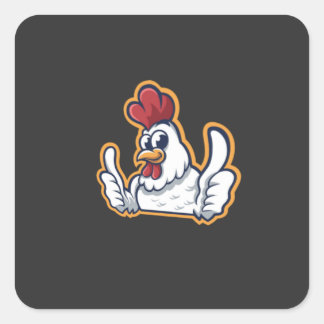 Clucky the Cheerful Chicken Square Sticker