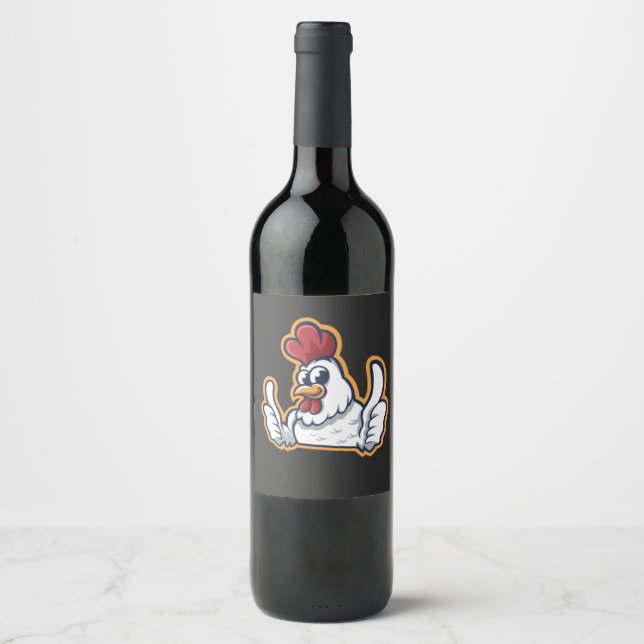 Clucky the Cheerful Chicken Wine Label (Front)
