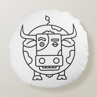 Clueless Bull Abstract Round Pillow