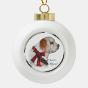 Clumber Spaniel Christmas Ceramic Ball Christmas Ornament