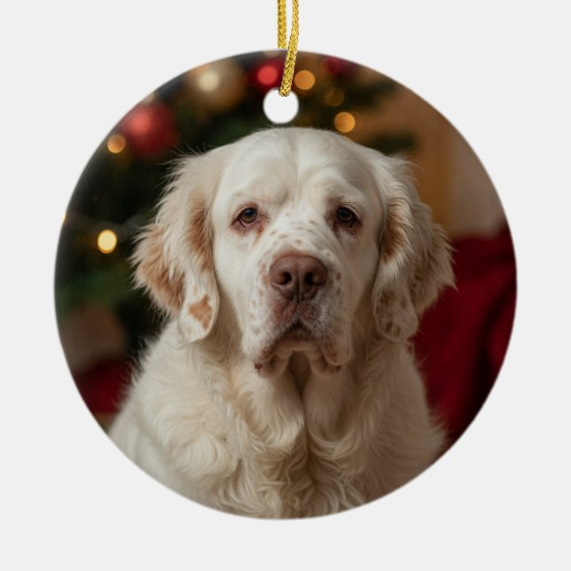 Clumber Spaniel Christmas Ornament (Front)