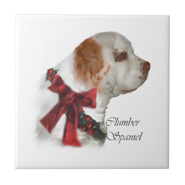 Clumber Spaniel Christmas Tile (Front)