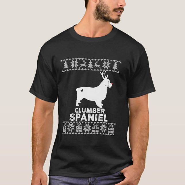 Clumber Spaniel Dog Lover Reindeer Ugly Christmas  T-Shirt (Front)