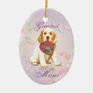Clumber Spaniel Heart Mum Ceramic Ornament