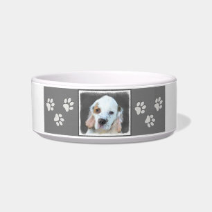 Clumber Spaniel Painting - Cute Original Dog Art Bowl