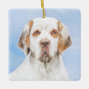 Clumber Spaniel Painting - Cute Original Dog Art Ceramic Ornament