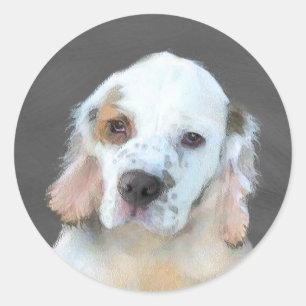 Clumber Spaniel Painting - Cute Original Dog Art Classic Round Sticker