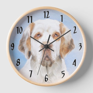 Clumber Spaniel Painting - Cute Original Dog Art Clock