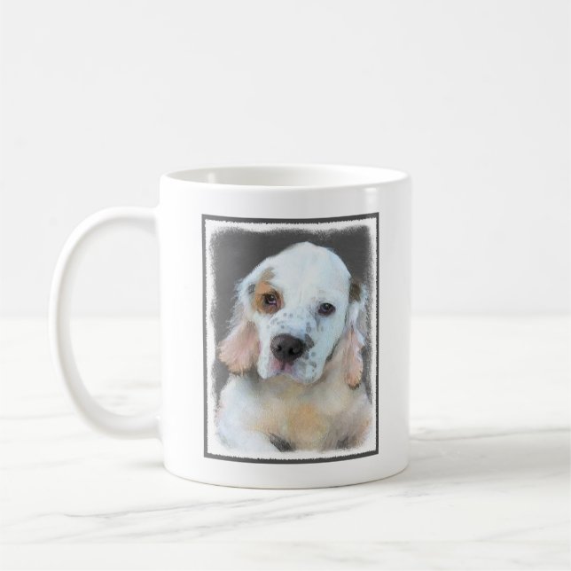 Clumber Spaniel Painting - Cute Original Dog Art Coffee Mug (Left)