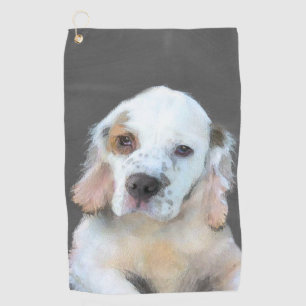 Clumber Spaniel Painting - Cute Original Dog Art Golf Towel