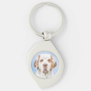 Clumber Spaniel Painting - Cute Original Dog Art Key Ring