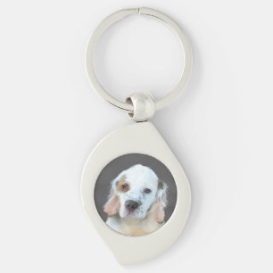 Clumber Spaniel Painting - Cute Original Dog Art Key Ring