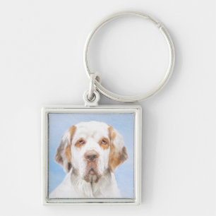 Clumber Spaniel Painting - Cute Original Dog Art Key Ring