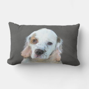 Clumber Spaniel Painting - Cute Original Dog Art Lumbar Cushion