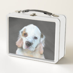 Clumber Spaniel Painting - Cute Original Dog Art Metal Lunch Box
