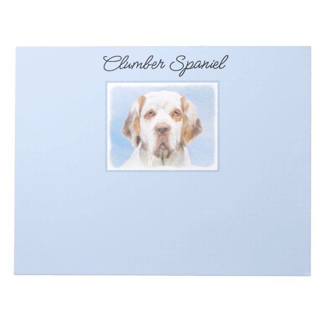 Clumber Spaniel Painting - Cute Original Dog Art Notepad (Front)