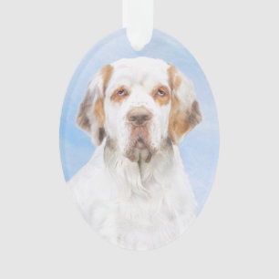 Clumber Spaniel Painting - Cute Original Dog Art Ornament