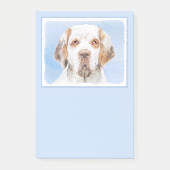 Clumber Spaniel Painting - Cute Original Dog Art Post-it Notes (Front)