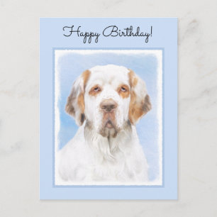 Clumber Spaniel Painting - Cute Original Dog Art Postcard