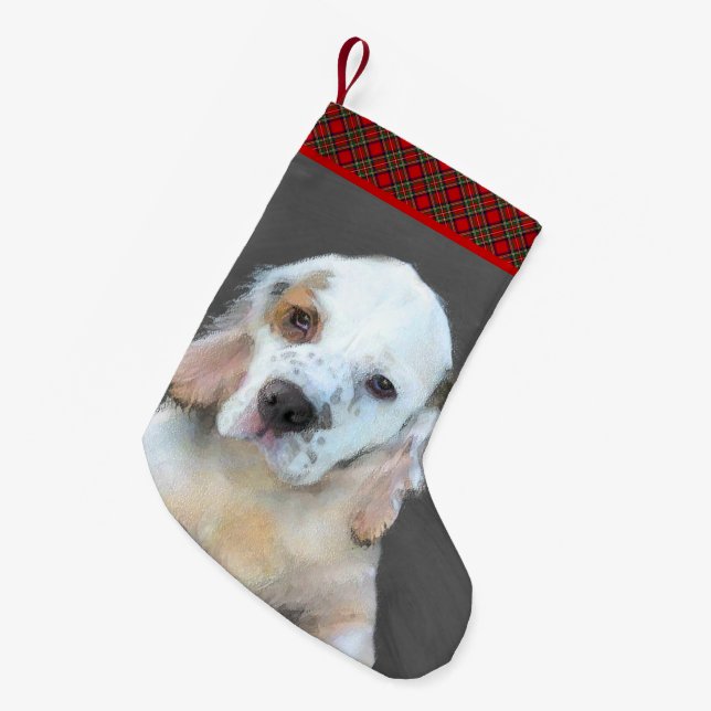 Clumber Spaniel Painting - Cute Original Dog Art Small Christmas Stocking (Front (Hanging))