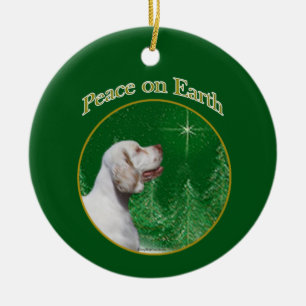 Clumber Spaniel Peace Ceramic Tree Decoration