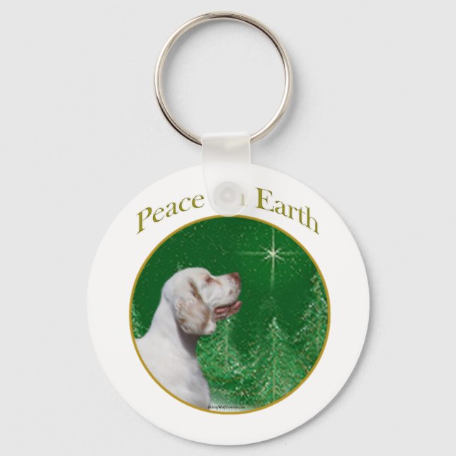 Clumber Spaniel Peace Key Ring (Front)
