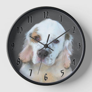 Clumber Spaniel Puppy Painting - Original Dog Art Clock
