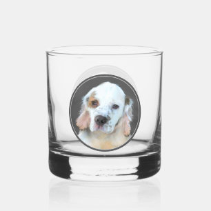 Clumber Spaniel Puppy Painting - Original Dog Art Whiskey Glass