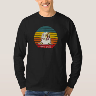 Clumber Spaniel Retro Vintage Colourful Sunset Pup T-Shirt