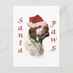 Clumber Spaniel Santa Paws Holiday Postcard