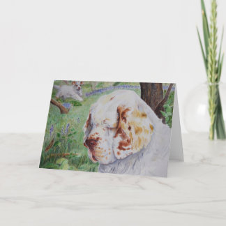 Clumber Spaniel - Spring Woodland - card