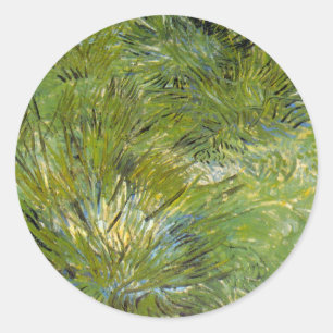 Clumps of Grass by Vincent van Gogh Classic Round Sticker
