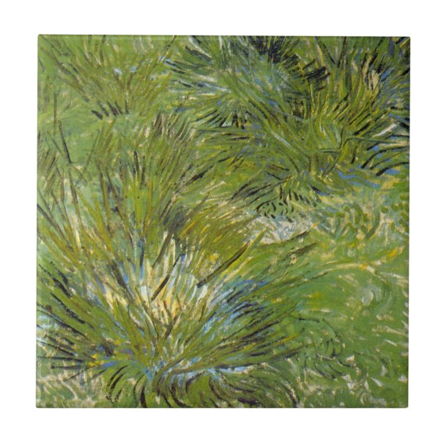 Clumps of Grass by Vincent van Gogh Tile (Front)